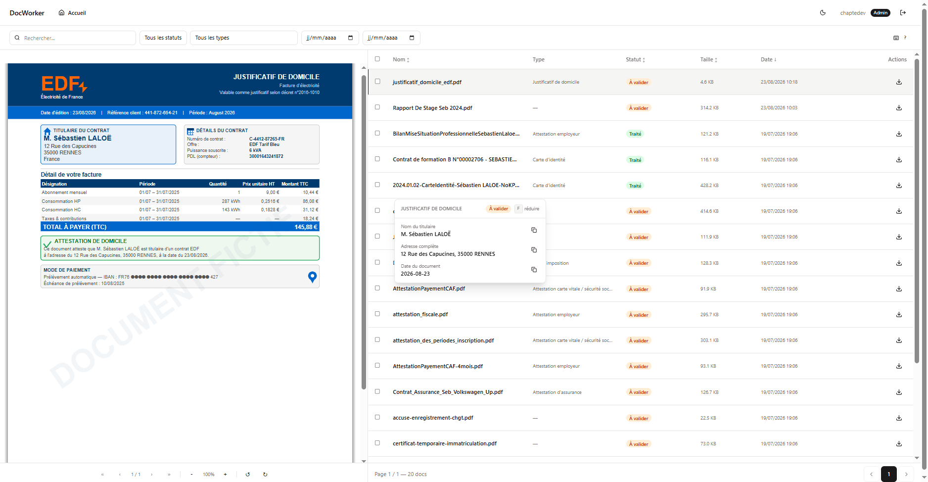 Module consultation — visualisation et classification de documents